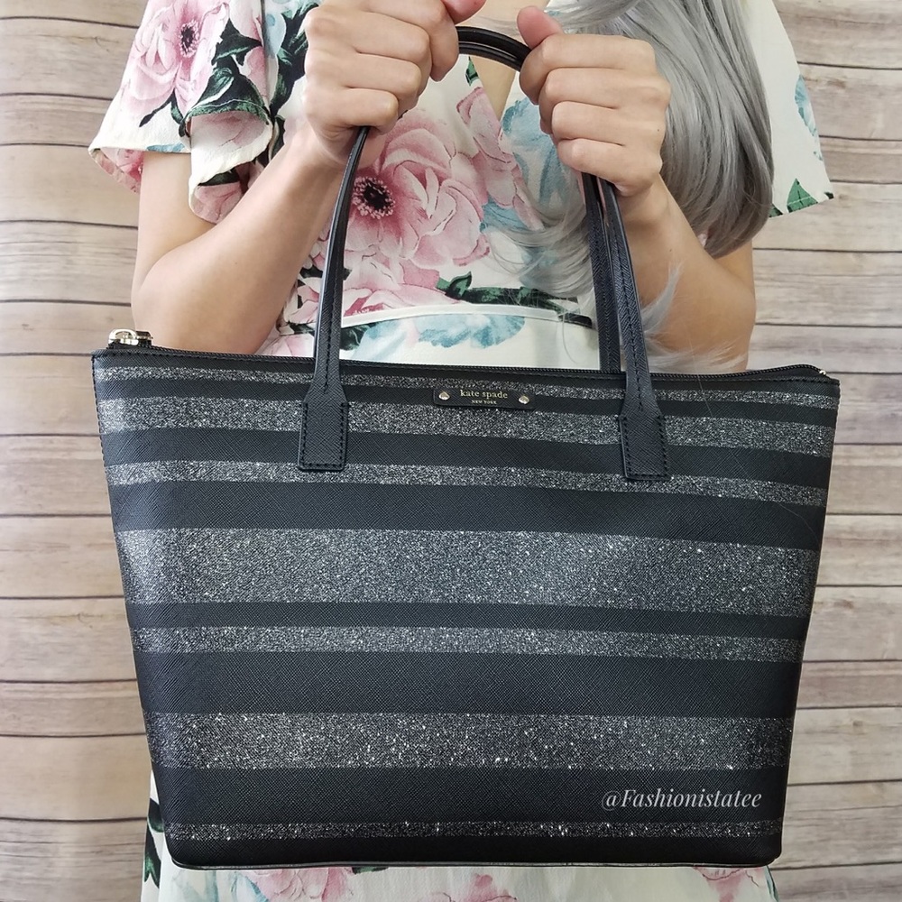 NWT KATE SPADE HANI HAVEN LANE STRIPED TOTE BAG - Picture 3 of 6